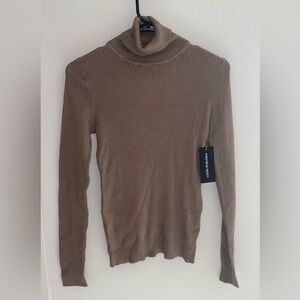 Charlotte Russe Ribbed Long Sleeve Turtleneck in Taupe